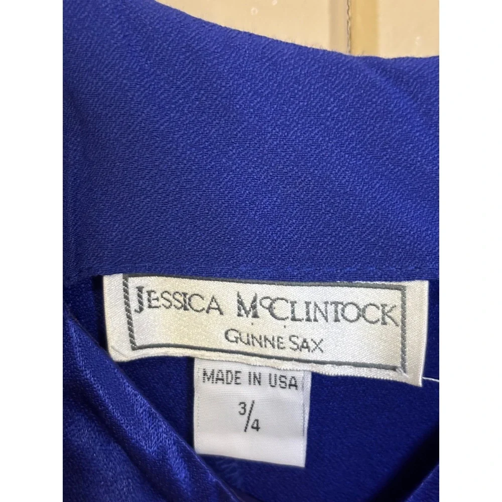 Jessica McClintock Gunne Sax Royal Blue Spaghetti Strap Maxi Dress Size 3/4 tags - Picture 4 of 5